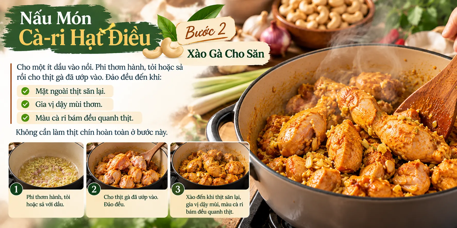 Nau Mon Ca ri Hat Dieu Buoc 2 Xao Ga Cho San