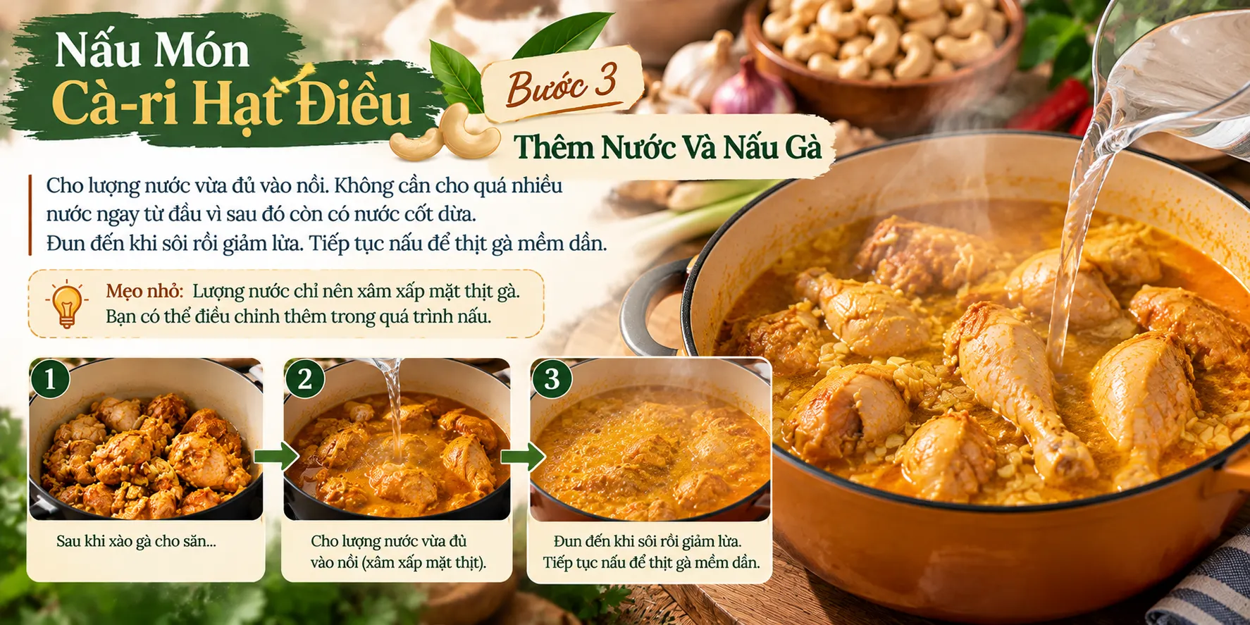 Nau Mon Ca ri Hat Dieu Buoc 3 Them Nuoc Va Nau Ga