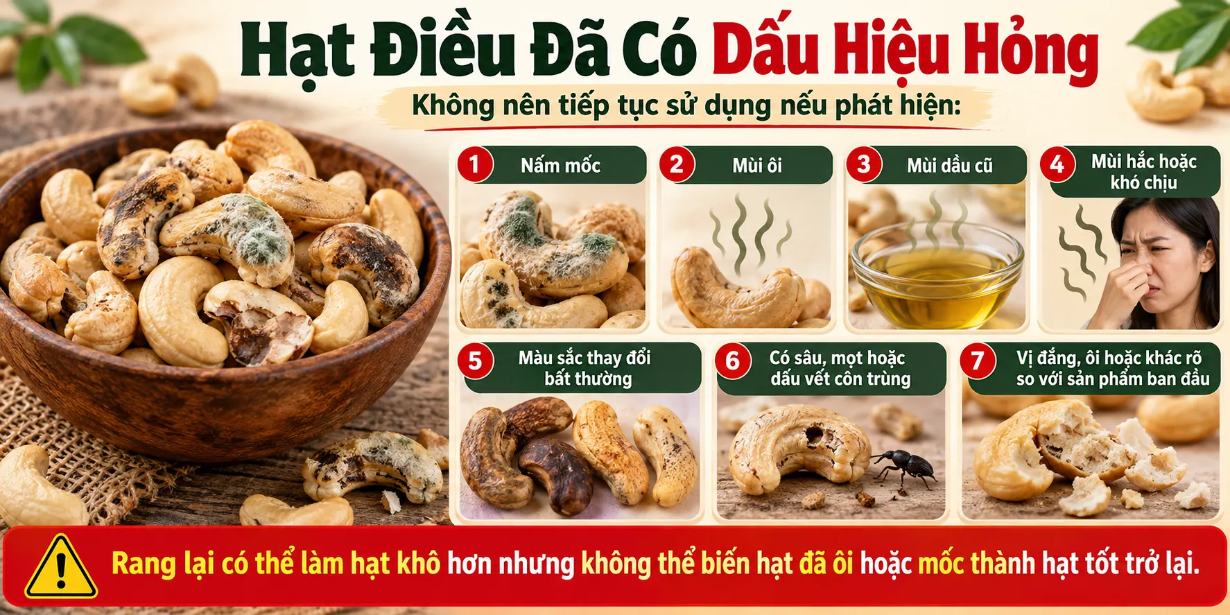 Hat dieu co dau hieu bi hong
