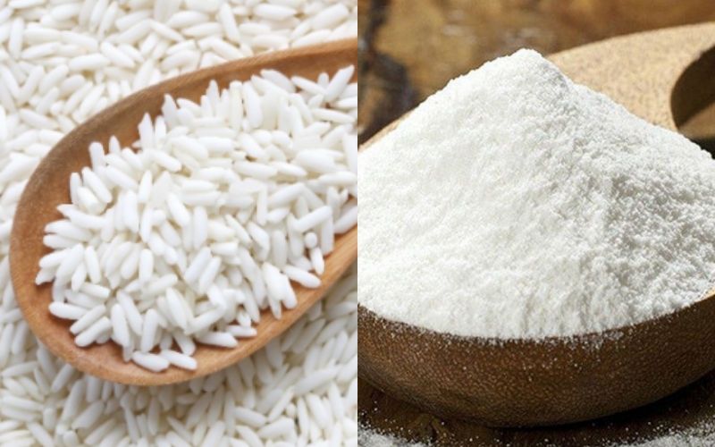 Bột gạo là nguyên liệu chính để làm cháo hạt điều.