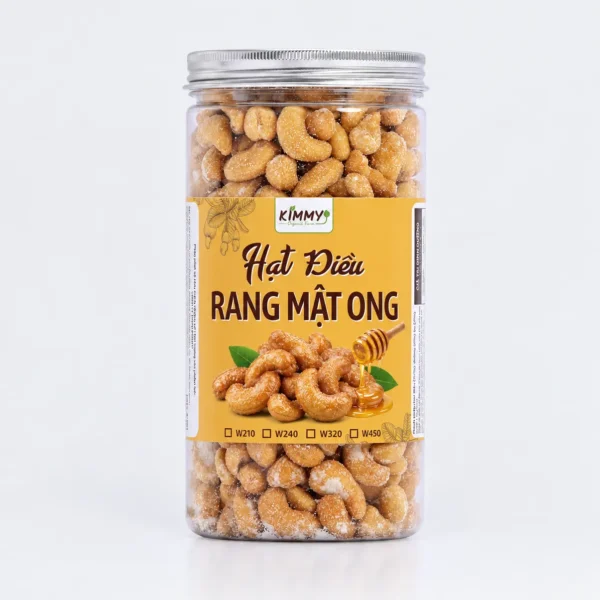 Hạt Điều Rang Mật Ong 500G Loại Hạt Điều Tẩm Vị W240 Hũ Nhựa PET