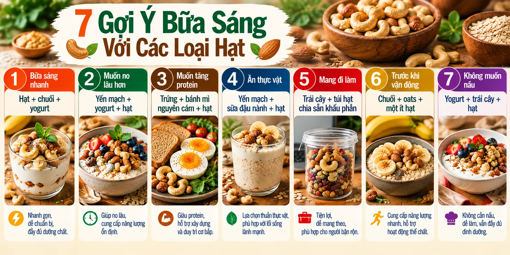 7 Goi Y Bua Sang Voi Cac Loai Hat