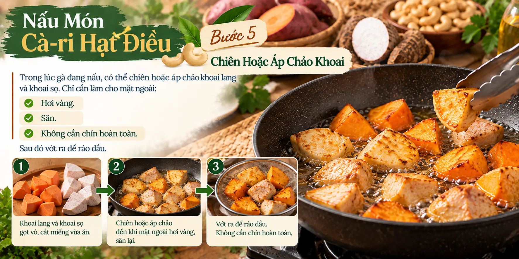Chien khoai de lam cari