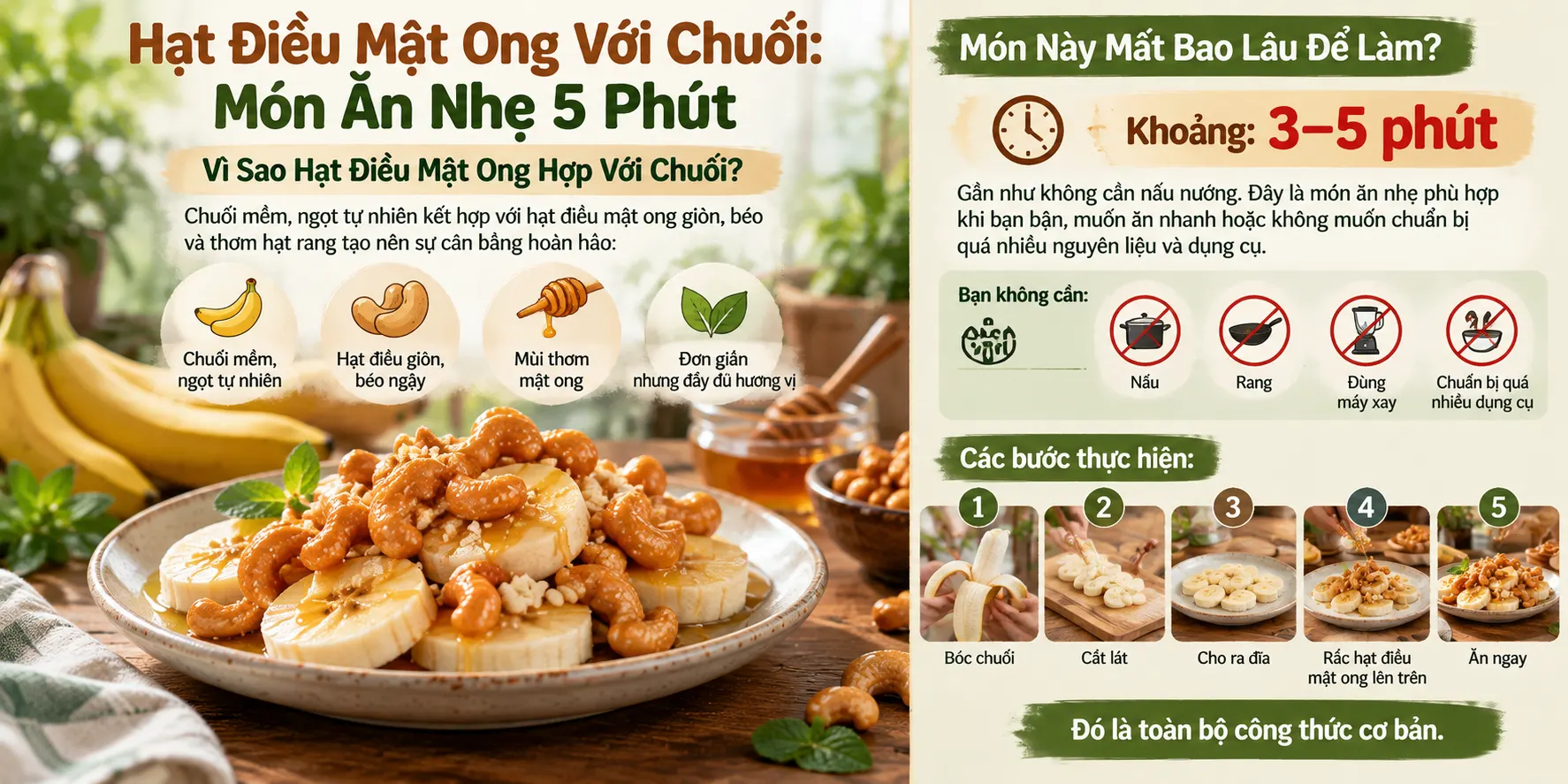 Mon an nhe 5 Phut hat dieu mat ong va chuoi