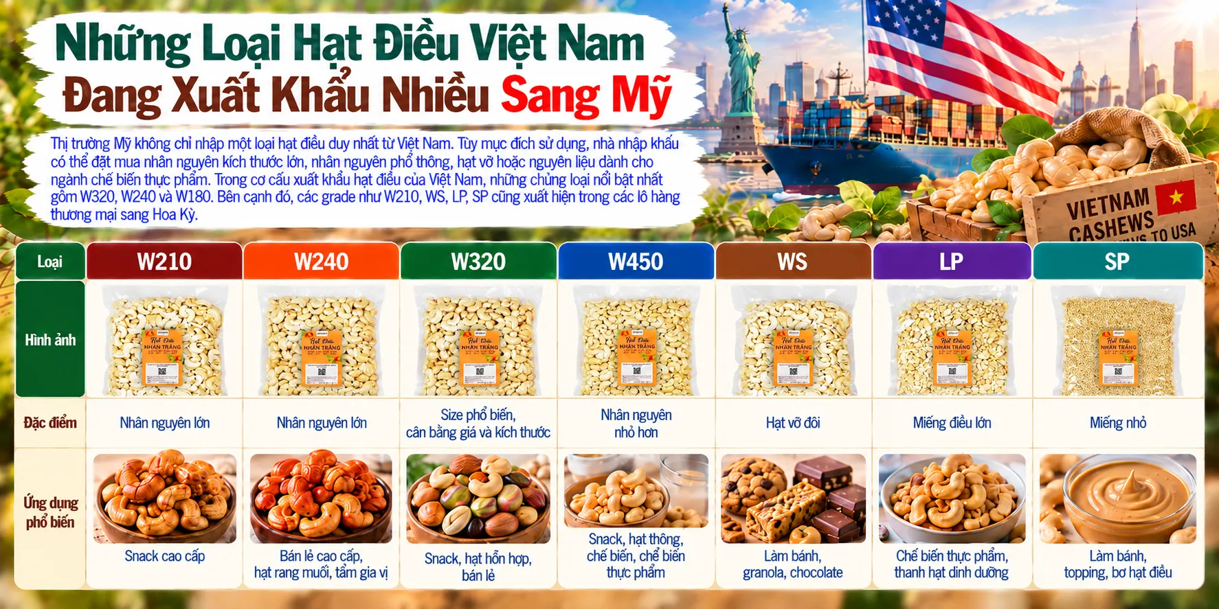 Nhung Loai Hat dieu VN xuat di my