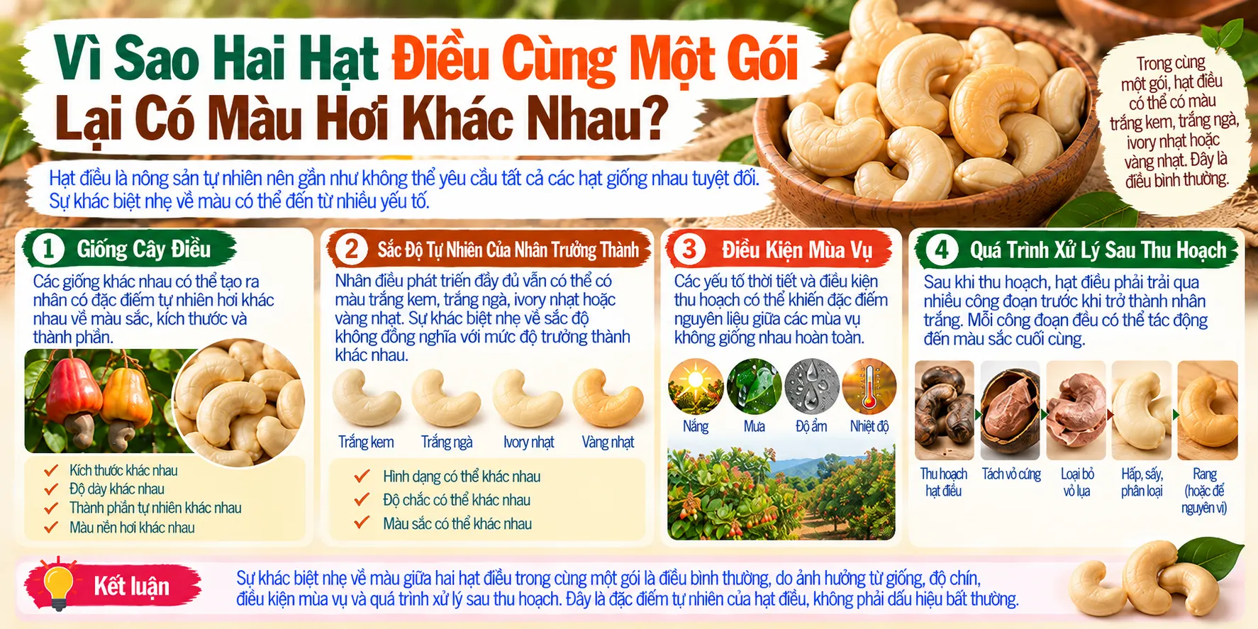 Vi Sao Hai Hat Dieu Cung Mot Goi Lai Co Mau Hoi Khac Nhau