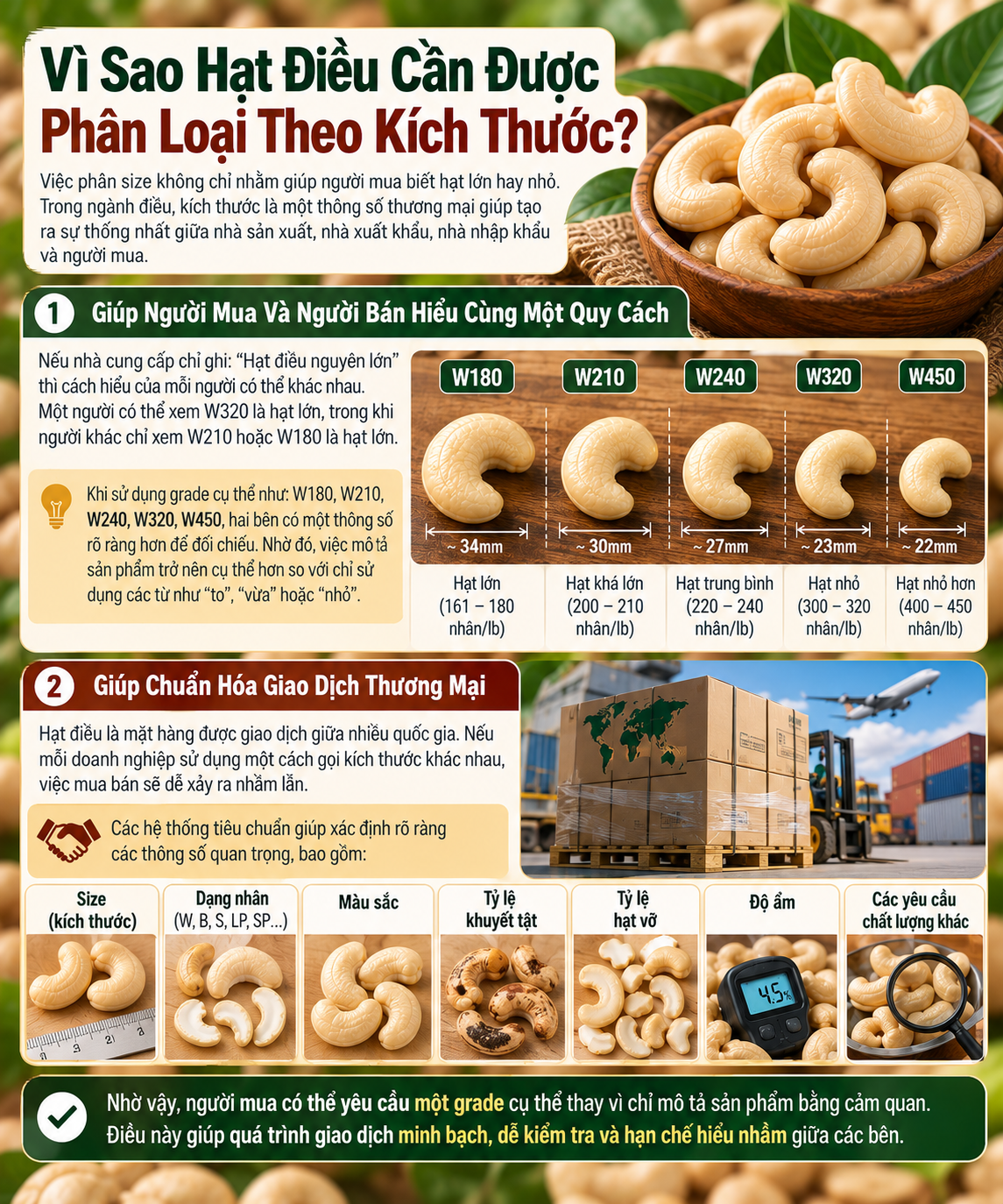 Vi Sao Hat Dieu Can Duoc Phan Loai Theo Kich Thuoc